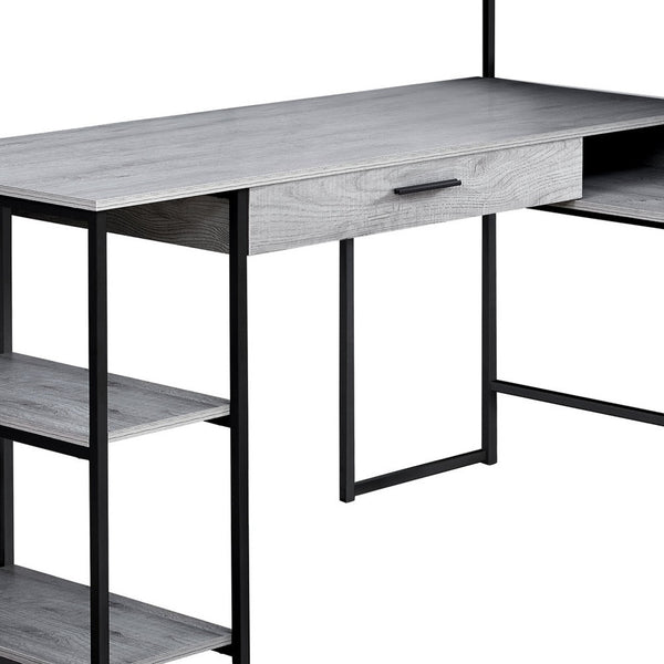 Homeroots 59" Gray And Black L Shape Computer Desk Grey,Black  333394