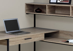 HomeRoots 59" Executive L-Shaped Computer Desk with Modern Design, Ample Storage, and Durable Construction Taupe,Black 333395