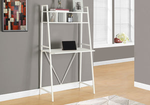 HomeRoots 18" Sleek White Writing Desk – Space-Saving Tall Ladder Design for Modern Home Offices & Studies 333397