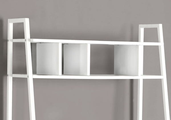 HomeRoots 18" Sleek White Writing Desk – Space-Saving Tall Ladder Design for Modern Home Offices & Studies 333397
