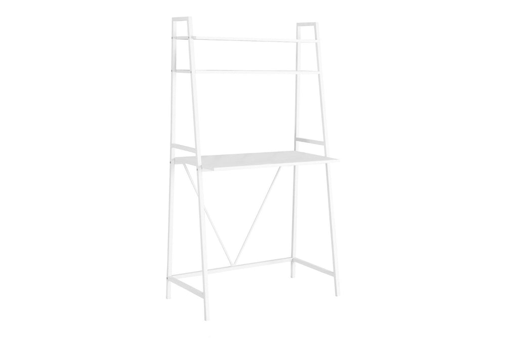 HomeRoots 18" Sleek White Writing Desk – Space-Saving Tall Ladder Design for Modern Home Offices & Studies 333397