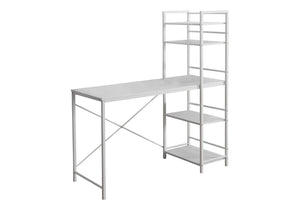 HomeRoots 19" Elegant Computer Desk with Integrated Bookcase for Home Offices and Modern Workspaces White 333398