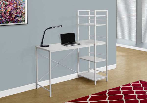 HomeRoots 19" Elegant Computer Desk with Integrated Bookcase for Home Offices and Modern Workspaces White 333398