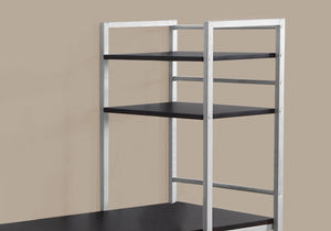HomeRoots 19" Elegant Computer Desk with Integrated Bookcase for Home Offices and Modern Workspaces Cappuccino,Silver 333399