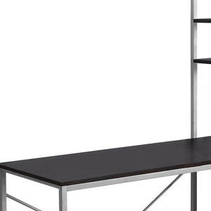 Homeroots 19" Dark Brown And Silver Computer Desk Cappuccino,Silver  333399