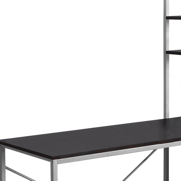 Homeroots 19" Dark Brown And Silver Computer Desk Cappuccino,Silver  333399