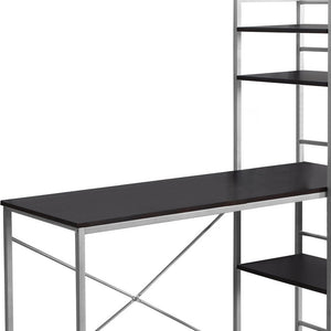 Homeroots 19" Dark Brown And Silver Computer Desk Cappuccino,Silver  333399
