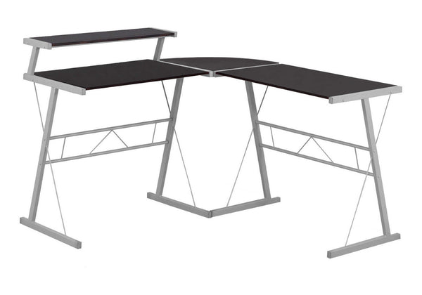 HomeRoots 18" Dark Brown and Silver L-Shaped Computer Desk – Modern, Durable & Space-Saving Home Office Solution 333400
