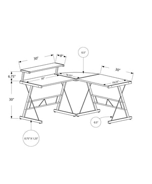 Homeroots 18" Dark Brown And Silver L Shape Computer Desk   333400