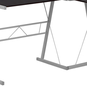 Homeroots 18" Dark Brown And Silver L Shape Computer Desk   333400