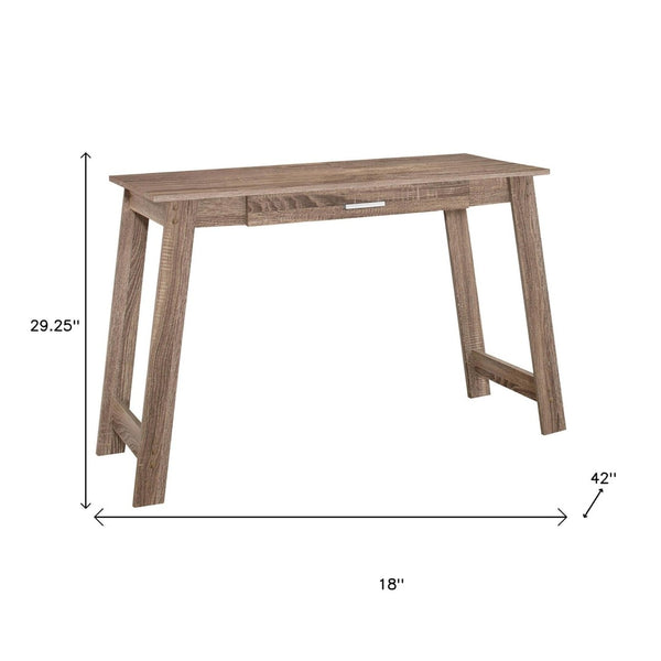 HomeRoots 18" Brown Computer Desk - Classic Design for Professional Workspaces with Hidden Storage Solutions Dark Taupe 333403