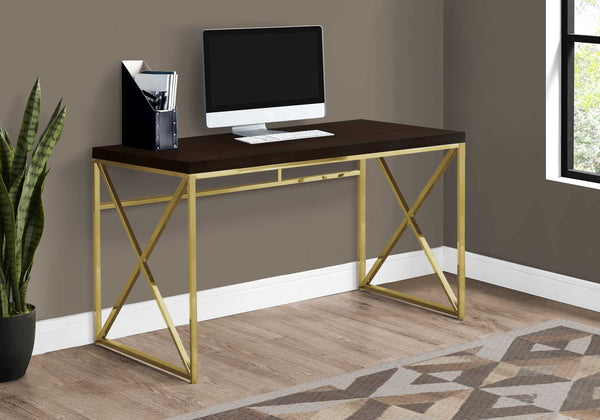 Homeroots 47" Espresso And Gold Writing Desk   333406