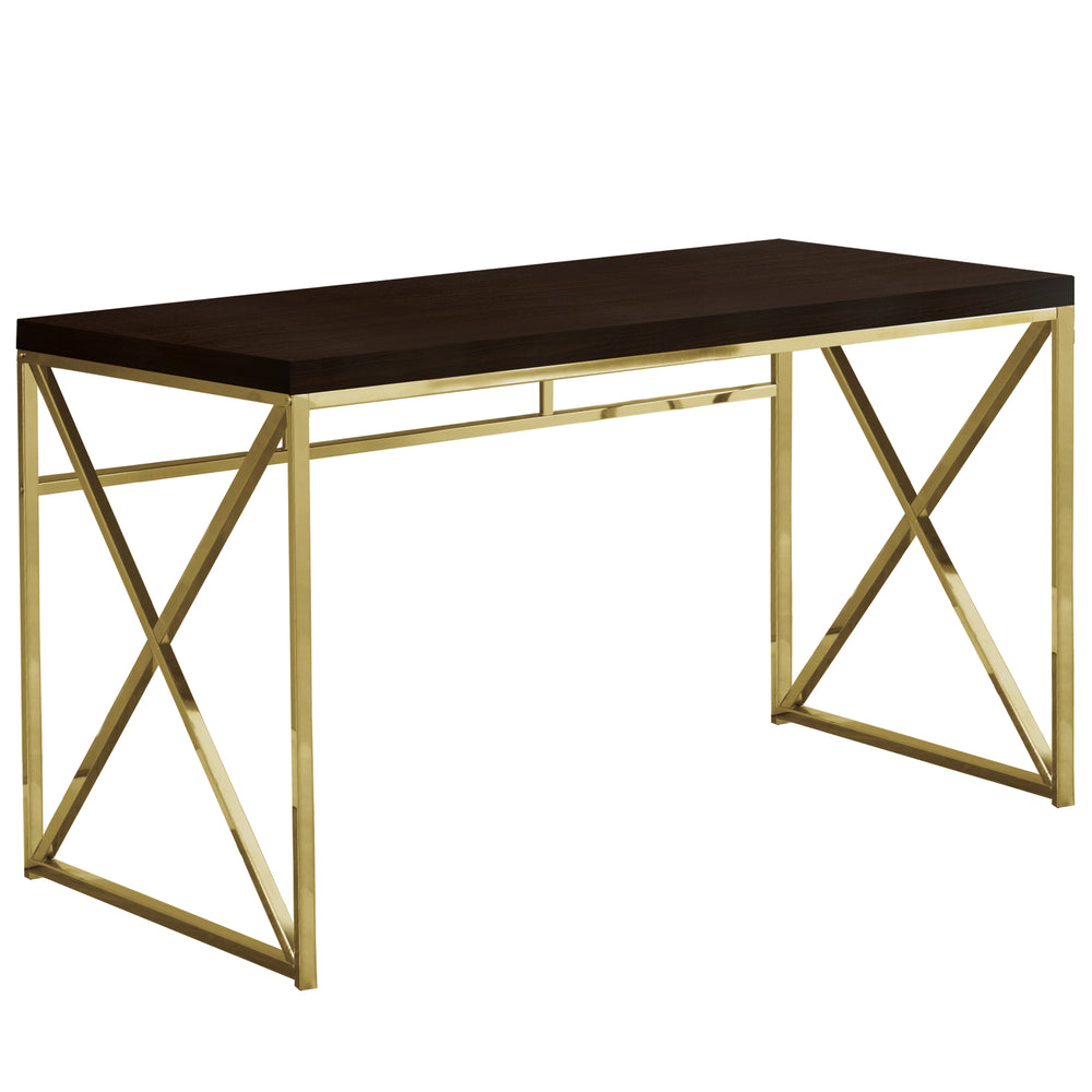 Homeroots 47" Espresso And Gold Writing Desk   333406