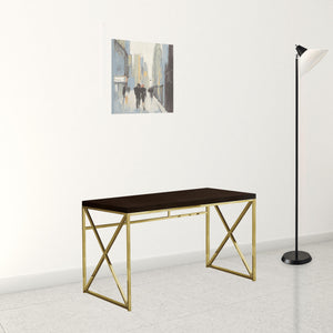 Homeroots 47" Espresso And Gold Writing Desk   333406