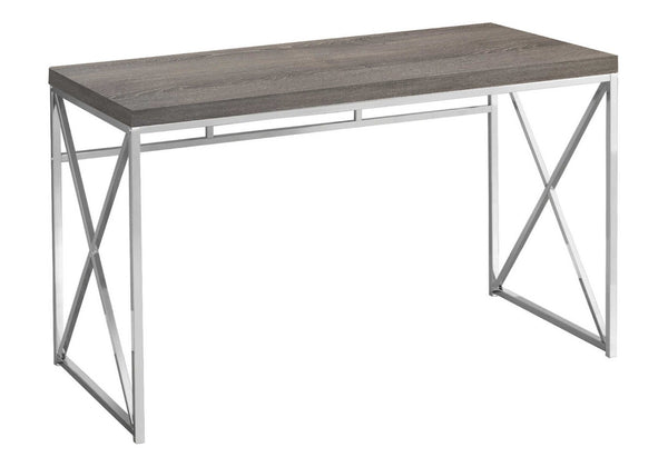 HomeRoots 24" Taupe and Silver Computer Desk – Elegant Design, Spacious Work Surface, Perfect for Home Office or Workspace 333407