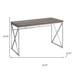 HomeRoots 24" Taupe and Silver Computer Desk – Elegant Design, Spacious Work Surface, Perfect for Home Office or Workspace 333407