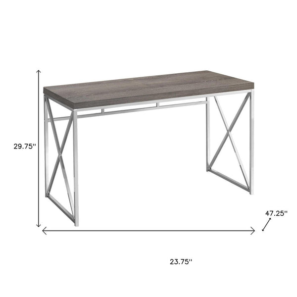 HomeRoots 24" Taupe and Silver Computer Desk – Elegant Design, Spacious Work Surface, Perfect for Home Office or Workspace 333407