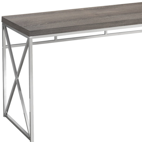 Homeroots 24" Taupe And Silver Computer Desk   333407