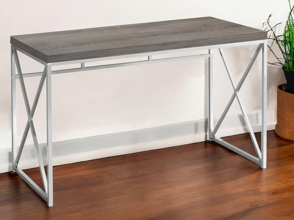 Homeroots 24" Taupe And Silver Computer Desk   333407