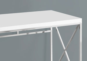 HomeRoots 24" Sleek White and Silver Computer Desk - Modern Minimalist Design for Professional Workspaces 333408