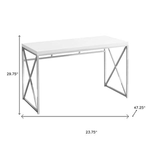 HomeRoots 24" Sleek White and Silver Computer Desk - Modern Minimalist Design for Professional Workspaces 333408