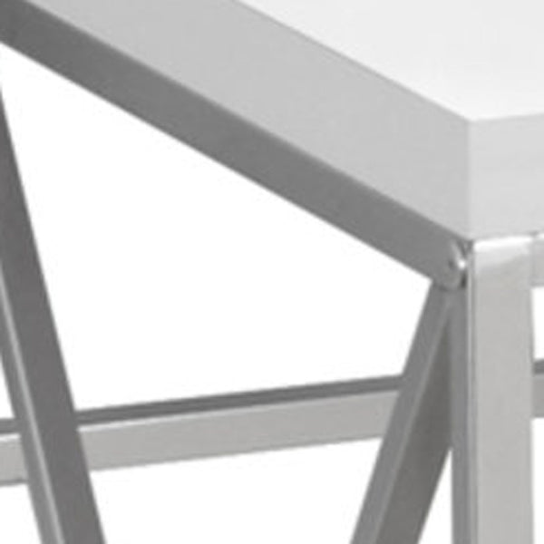 Homeroots 24" White And Silver Computer Desk   333408