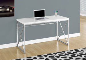 HomeRoots 24" Sleek White and Silver Computer Desk - Modern Minimalist Design for Professional Workspaces 333408
