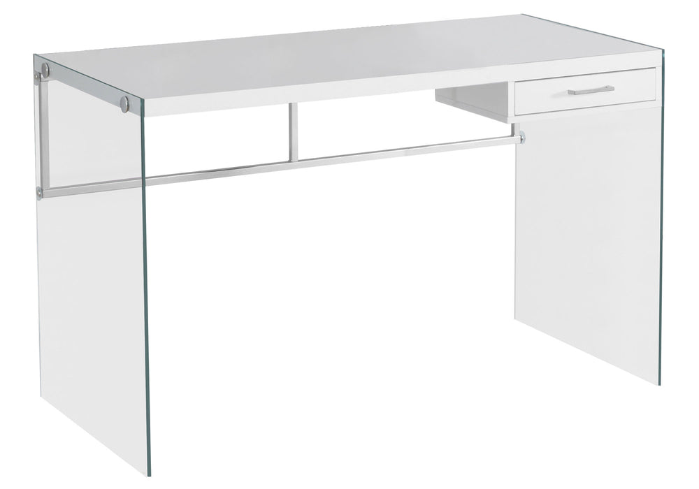 Homeroots 48" White And Clear Computer Desk White,Clear  333411