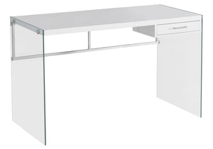 Homeroots 48" White And Clear Computer Desk White,Clear  333411