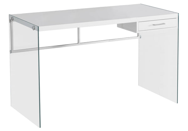 Homeroots 48" White And Clear Computer Desk White,Clear  333411