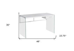 Homeroots 48" White And Clear Computer Desk White,Clear  333411