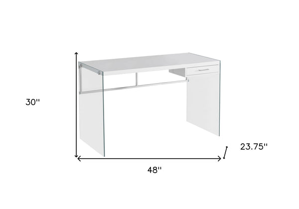 Homeroots 48" White And Clear Computer Desk White,Clear  333411