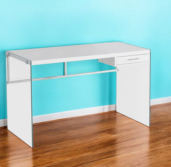 Homeroots 48" White And Clear Computer Desk White,Clear  333411