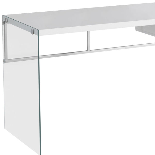 Homeroots 48" White And Clear Computer Desk White,Clear  333411