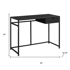HomeRoots 20" Computer Desk for Home Office - Sleek Design, Durable Construction & Convenient Storage Drawer Black 333416