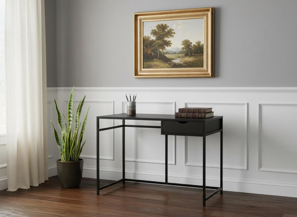 HomeRoots 20" Computer Desk for Home Office - Sleek Design, Durable Construction & Convenient Storage Drawer Black 333416