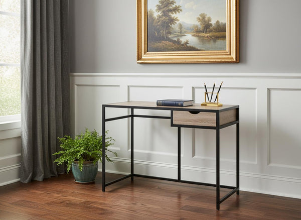 HomeRoots 20" Computer Desk for Home Office - Sleek Design, Durable Construction & Convenient Storage Drawer Dark Taupe,Black 333417