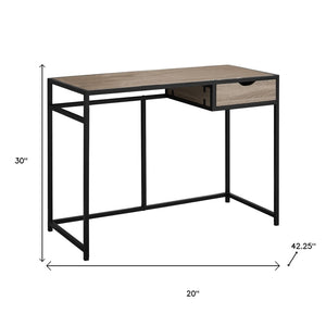 HomeRoots 20" Computer Desk for Home Office - Sleek Design, Durable Construction & Convenient Storage Drawer Dark Taupe,Black 333417