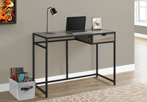 HomeRoots 20" Computer Desk for Home Office - Sleek Design, Durable Construction & Convenient Storage Drawer Dark Taupe,Black 333417