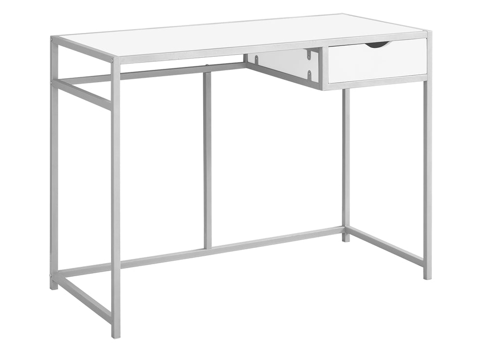 Homeroots 20" White And Silver Computer Desk White,Silver  333418