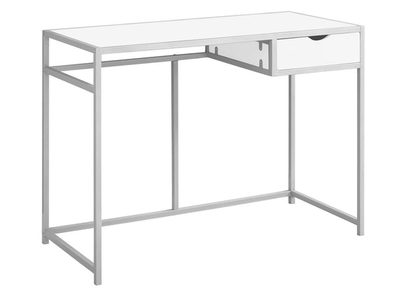 Homeroots 20" White And Silver Computer Desk White,Silver  333418