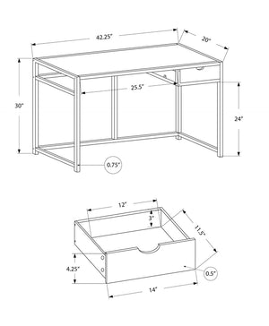 HomeRoots 20" Computer Desk for Home Office - Sleek Design, Durable Construction & Convenient Storage Drawer White,Silver 333418