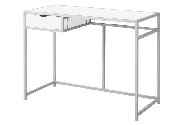 Homeroots 20" White And Silver Computer Desk White,Silver  333418
