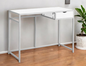 Homeroots 20" White And Silver Computer Desk White,Silver  333418