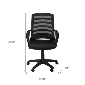 Homeroots Black Polyester Seat Swivel Adjustable Task Chair Mesh Back Plastic Frame Black Foam 333420