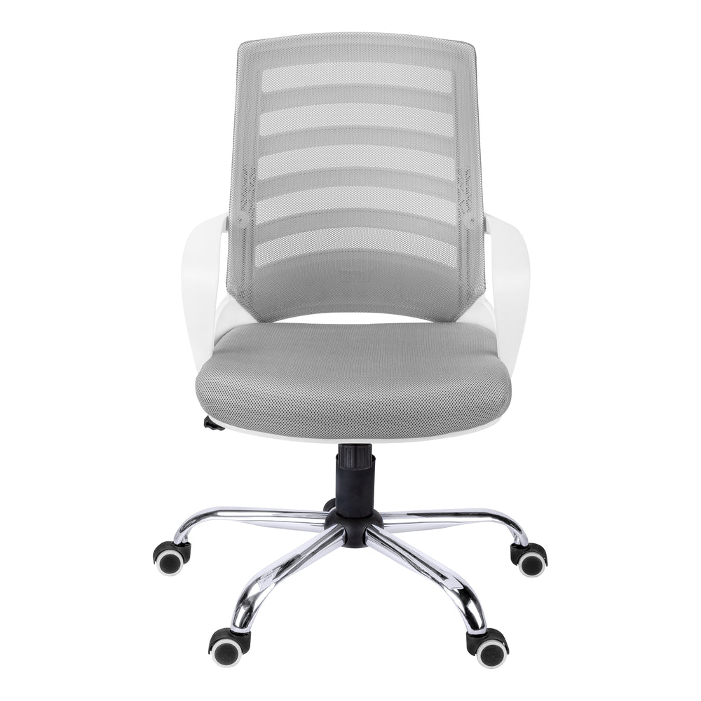 Homeroots Black Polyester Seat Swivel Adjustable Task Chair Mesh Back Plastic Frame White,Grey Foam 333421