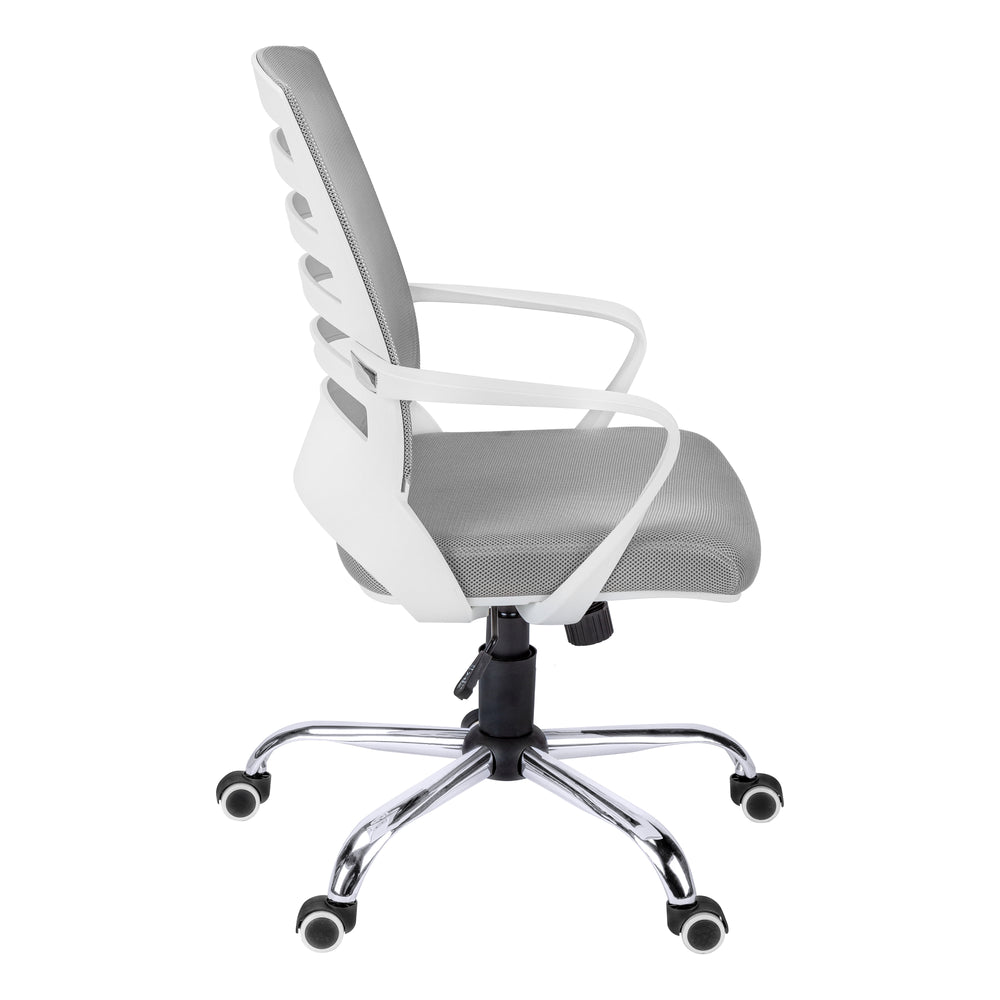 Homeroots Black Polyester Seat Swivel Adjustable Task Chair Mesh Back Plastic Frame White,Grey Foam 333421