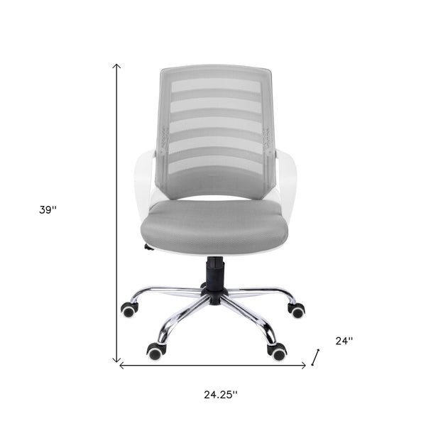Homeroots Black Polyester Seat Swivel Adjustable Task Chair Mesh Back Plastic Frame White,Grey Foam 333421