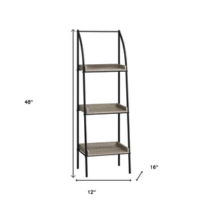 HomeRoots 48" Taupe Metal Etagere Bookcase - Modern Industrial Design for Stylish Storage in Small Spaces Dark Taupe,Black 333424