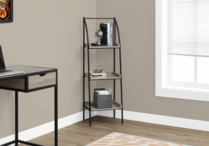 HomeRoots 48" Taupe Metal Etagere Bookcase - Modern Industrial Design for Stylish Storage in Small Spaces Dark Taupe,Black 333424